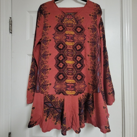 Bohemian Patterned Dress in Pink and Purple - Picture 1 of 10